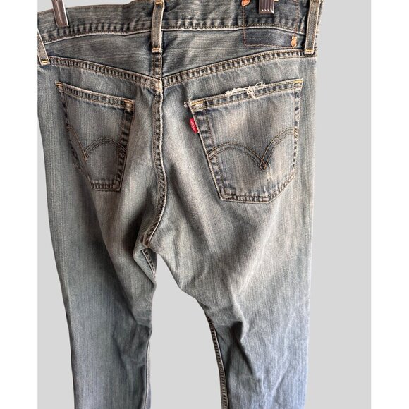 Levis 33Wx30L Distressed Low Boot Cut 527 Mens Jeans Light Wash Denim - Picture 2 of 10